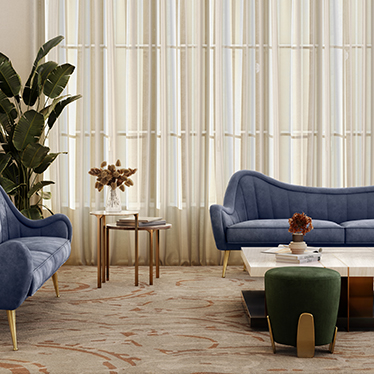 HERMES Sofa, NOAKI Stool and LALLAN Center Table
